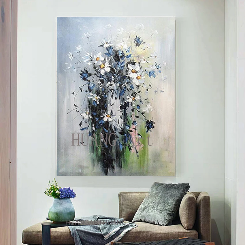 

Texture Thick Vase Flower Handmade Oil Painting Canvas Wall Art Oil Paintings Canvas Knife Art Home Decoration Wall Pictures