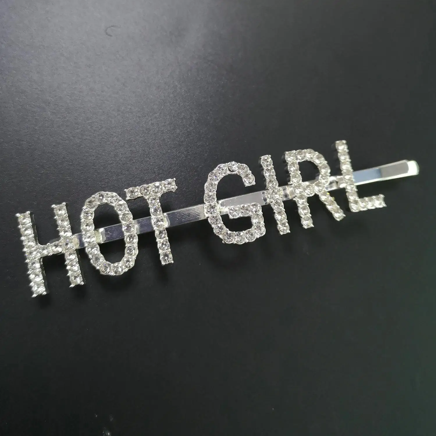 HOT GIRL Свадебные буквы со стразами, заколки для волос, не скользящие, блестящие, металлические, серебристые, с именем, заколки для волос, шикарные свадебные аксессуары для волос - Окраска металла: HOT GIRL