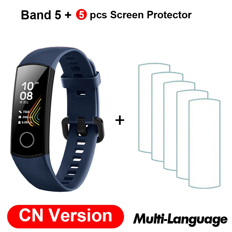 CN Blue N Film Браслет для Honor Band 5, умный Браслет, 5 оксиметров, волшебный цвет, сенсорный экран, для плавания, для обнаружения сердечного ритма, сна, сна - Цвет: CN Blue N Film