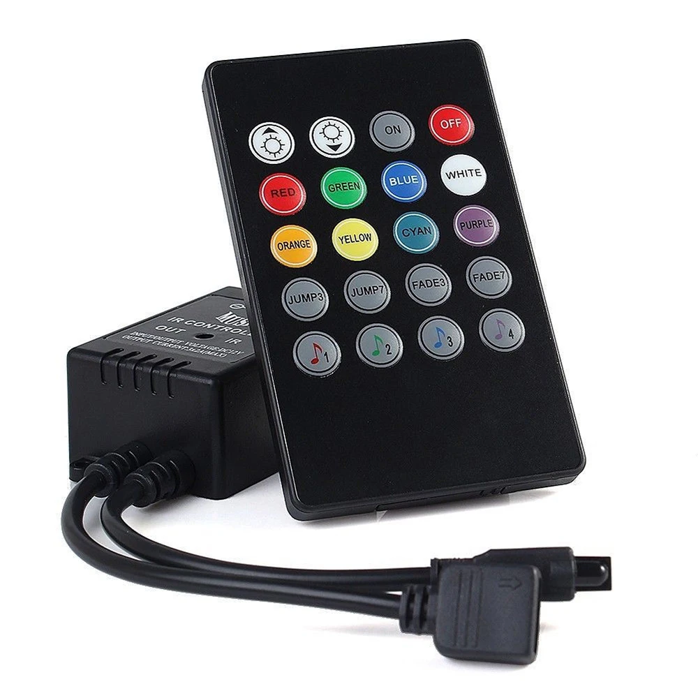 New 20 music keys IR controller black Remote sound sensor for 3528 5050 RGB LED strip Lights high quality 12V-24V with Battery | Лампы и