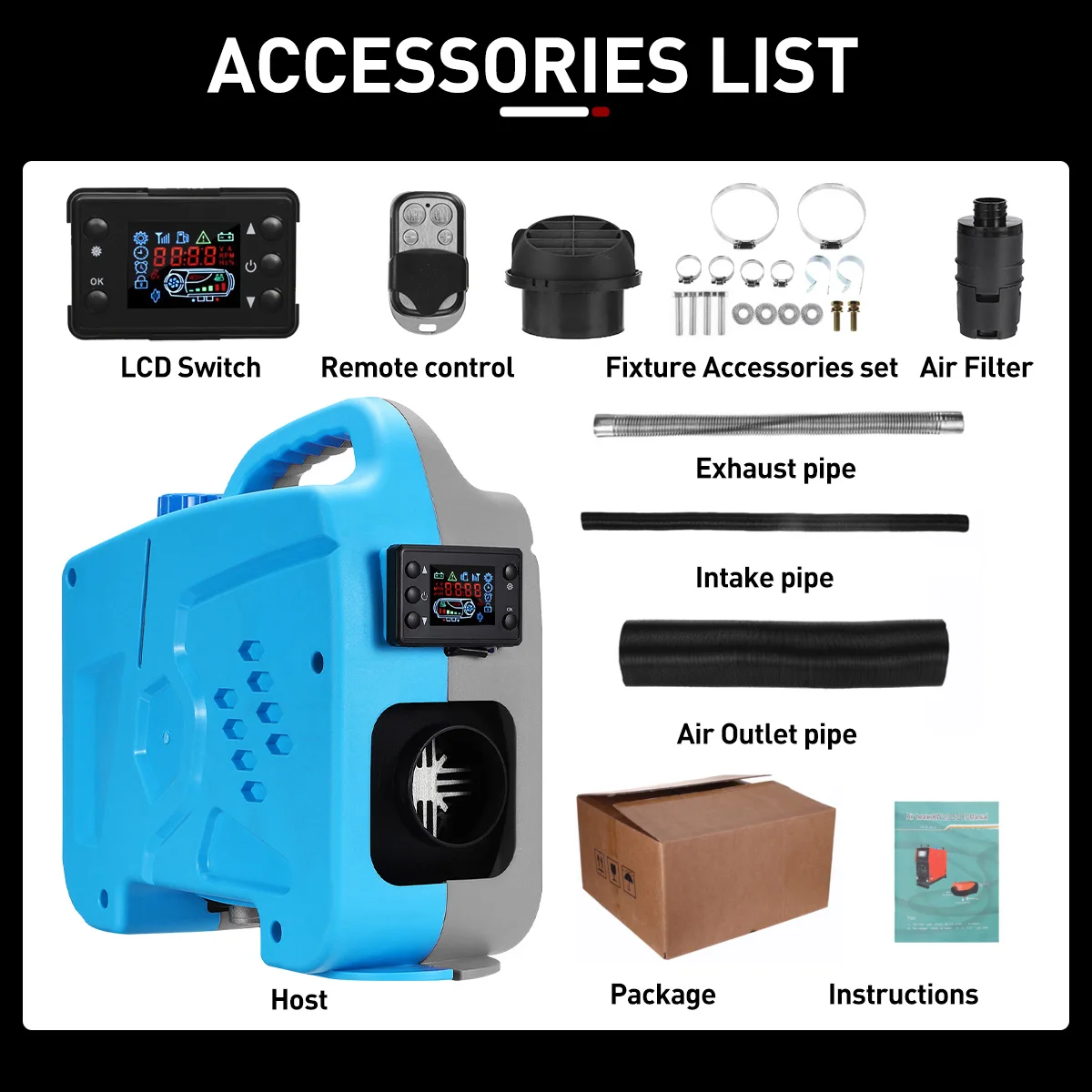 $74.99 HCalory 8KW Air Diesel Heater 8000W All In One Single Hole Air Parking Heater With Remote Control Car Heater for Trucks Boats