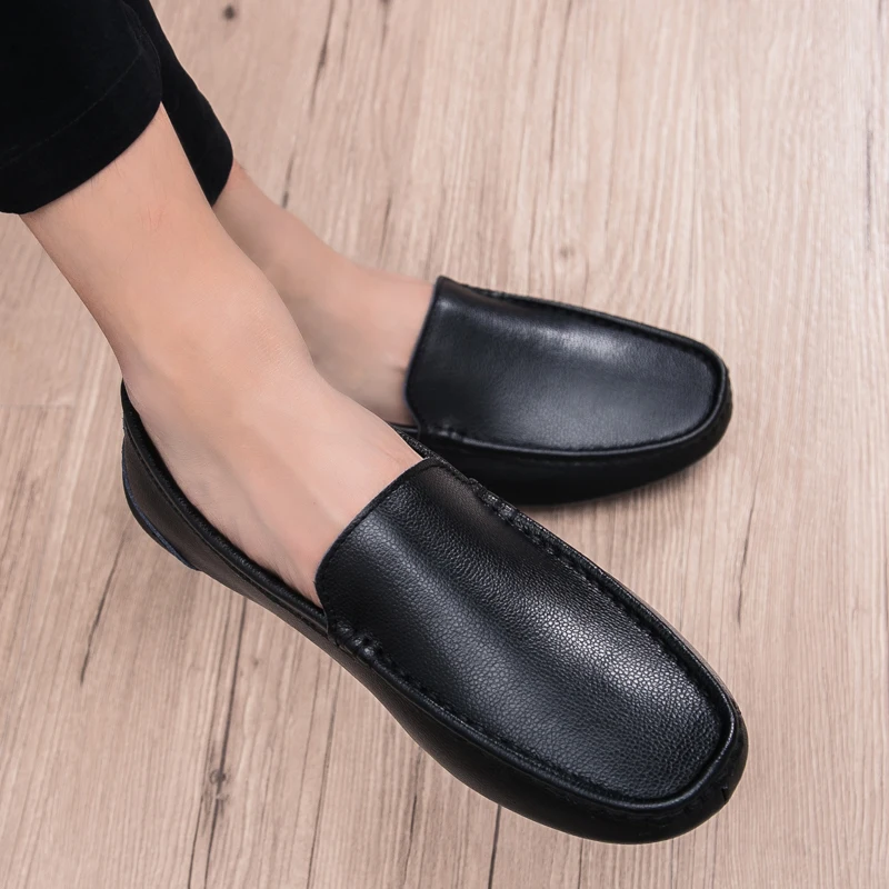 Мужские мокасины из натуральной кожи повседневные лоферы слипоны дышащие в