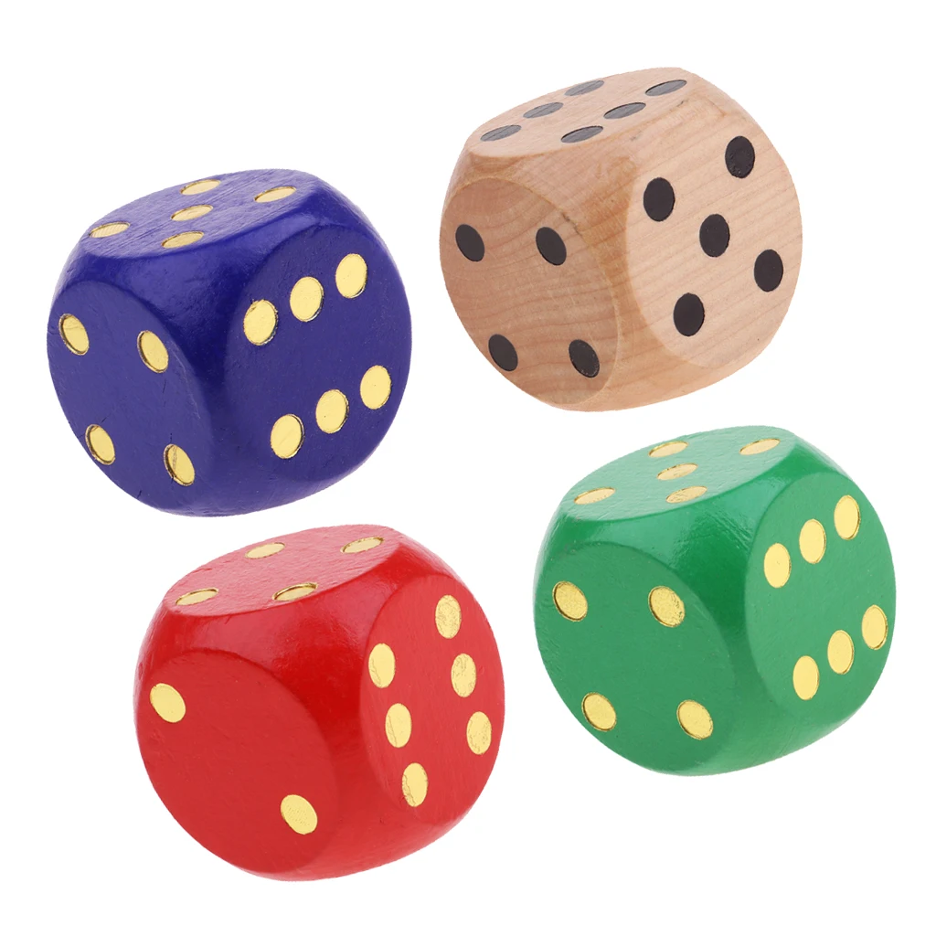 4x Wood D6 Dices 5cm Kids Children Teaching Table Games for D&ampD RPG Players | Спорт и развлечения