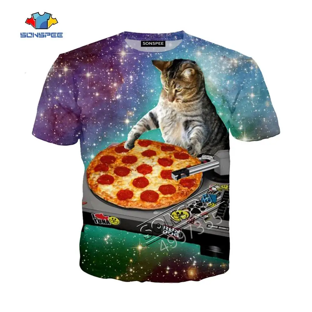 Забавные топы в стиле хип хоп с изображением кота DJ музыкального дизайна SONSPEE