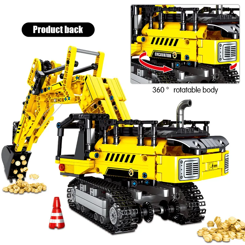 

City Engineering Car Bulldozer Crane Technical Truck Excavator Roller Building Blocks Construction Bricks Toys For Children Gift