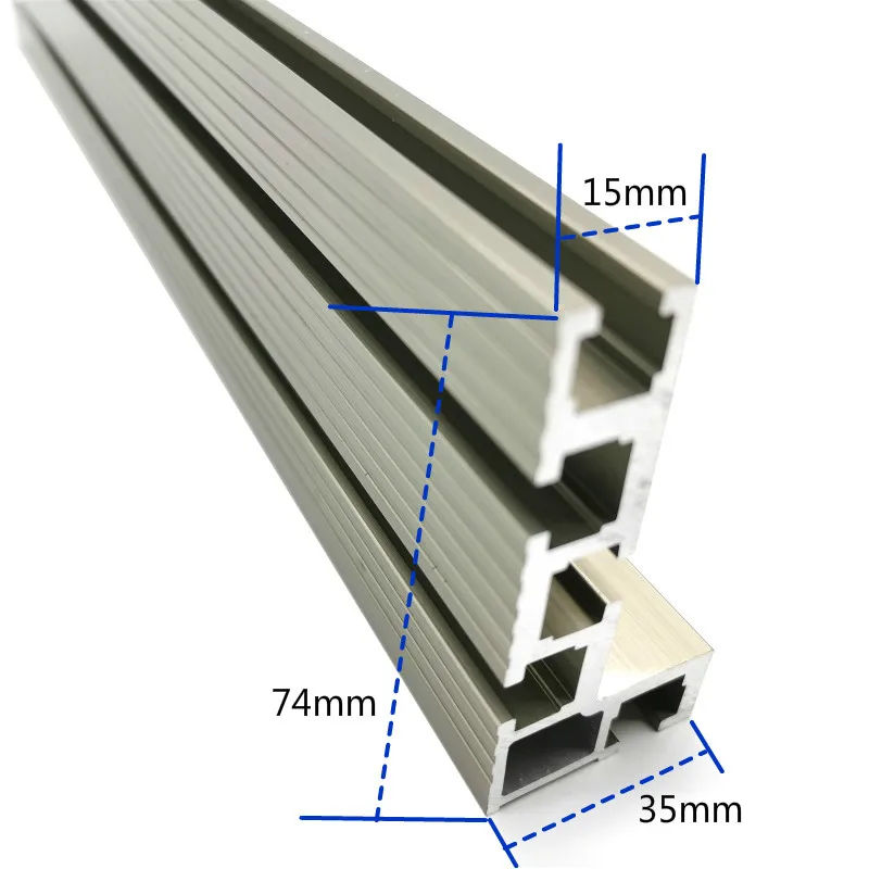 

600mm/800mm Aluminium Profile Fence 74mm Height with T-tracks and Sliding Brackets Miter Gauge Fence Connector for Woodworking