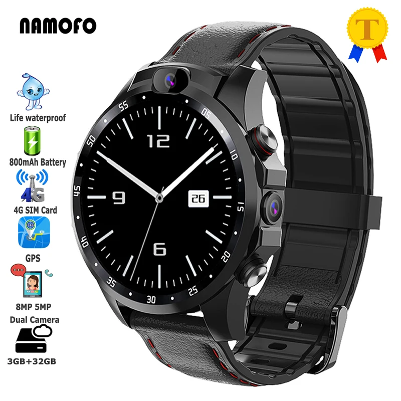 Смарт-часы 3 ГБ ОЗУ 4G с GPS двойная камера Восьмиядерный процессор MT6739 1 25 ГГц 800 мАч