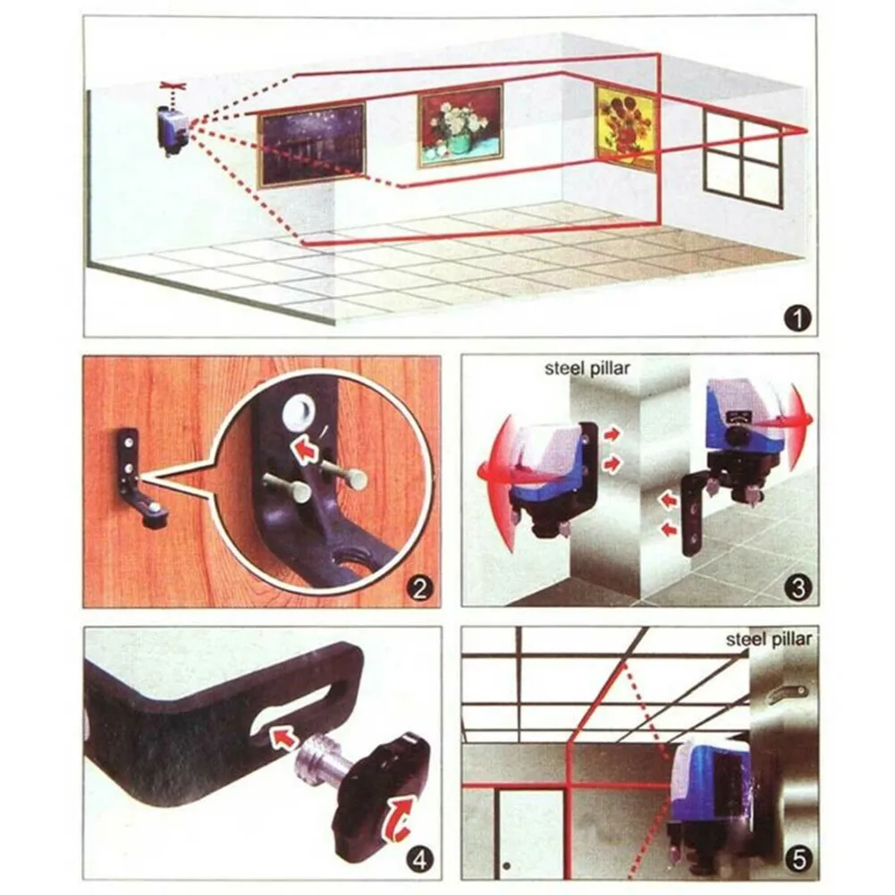 

1/4\\\" Holder 360° Rotation Rack For La-ser Level L-shaped Magnet Durable