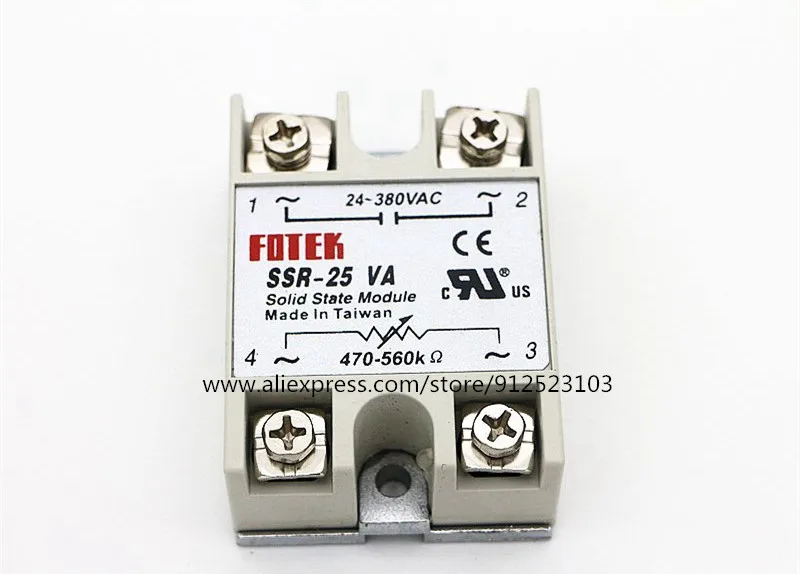 

10PCS SSR-25VA FOTEK Single-Phase Solid State Relay Voltage Regulator 25A SSR25VA