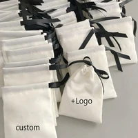 satin bag for hair silk drawstring pouch packaging jewelry cosmetic party gift wrapping luxury reusable sachet print logo 100pcs
