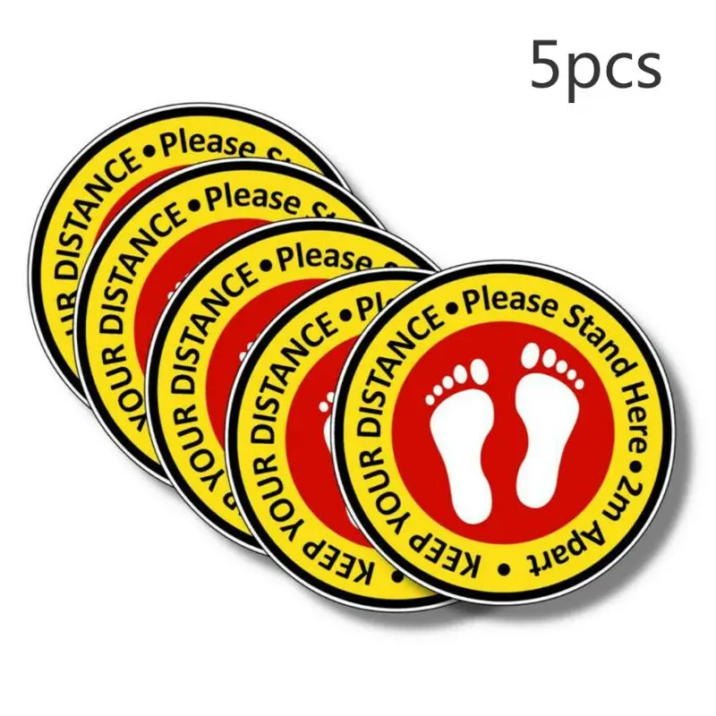 

5PCS Social Distancing Floor Stickers Anti Slip Stay Safe Sign PVC Pasters Decals for Shops