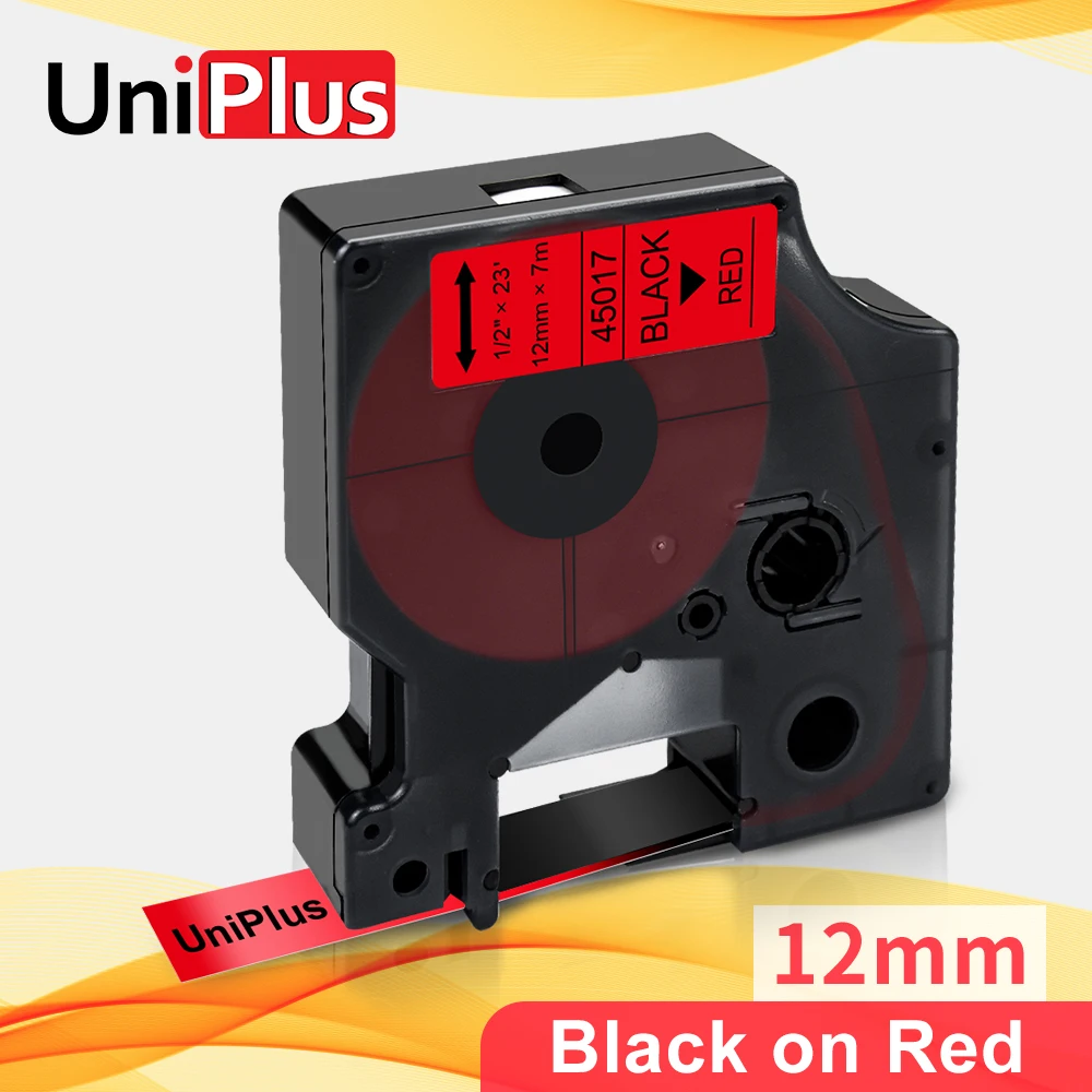 UniPlus 45017 черный на красном ярлыке ленты Замена для Dymo D1 этикетка писатель принтер