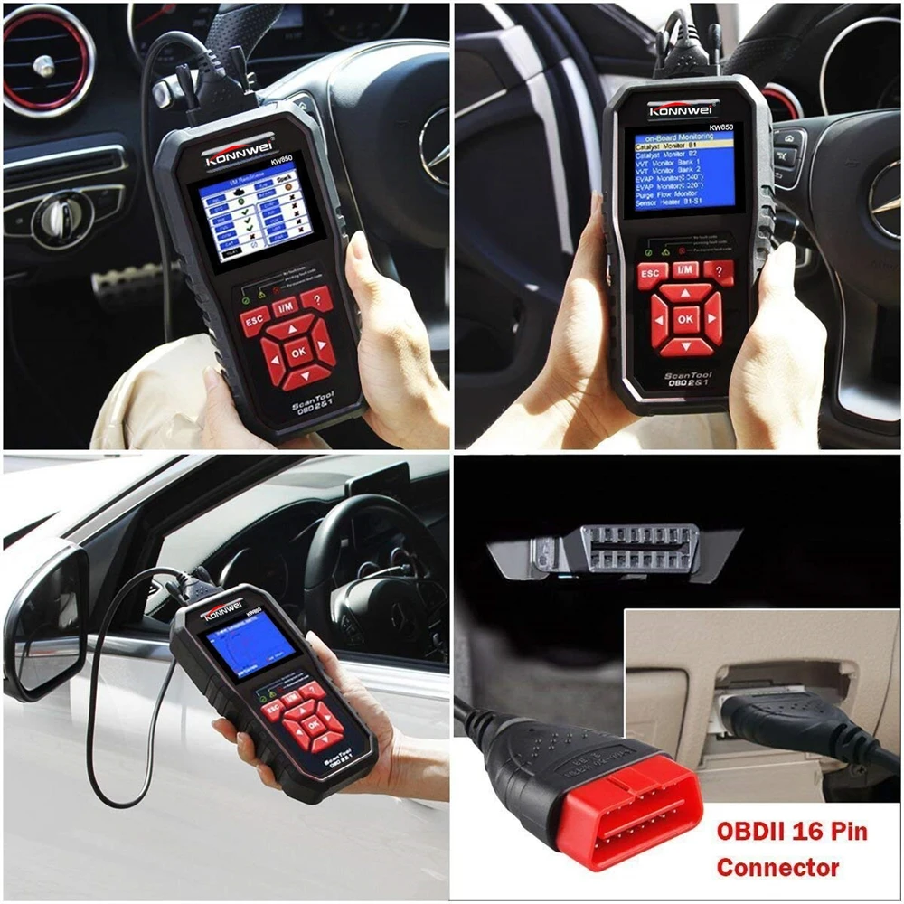 

KONNWEI KW850 OBD2 Auto Diagnostic Scanner Universal OBD Car Diagnostic Tool ODB2 Check Engine Automotive Car Code Reader Black