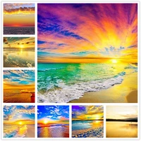 diy 5d diamond painting setting sun eascape full squareround drill home decor mosaic embroidery cross stitch scenery painting