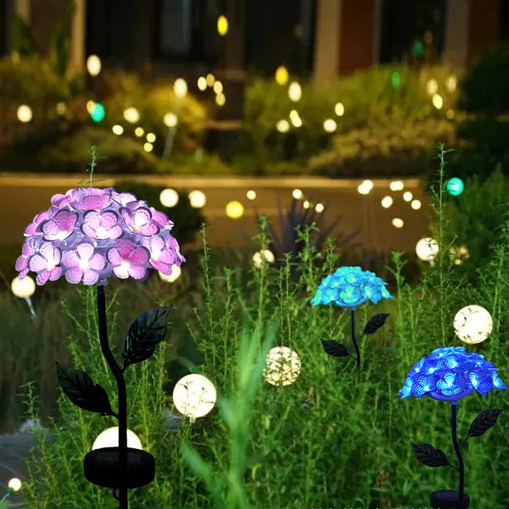 

Светильник искусственный цветок гортензии на солнечной батарее, уличная водонепроницаемая лампа для сада, газона, стоек, двора, искусство д...
