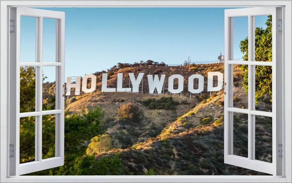 Шелковый плакат с голливудской печатью Лос Анджелеса США 24x36 дюймов|Наклейки на