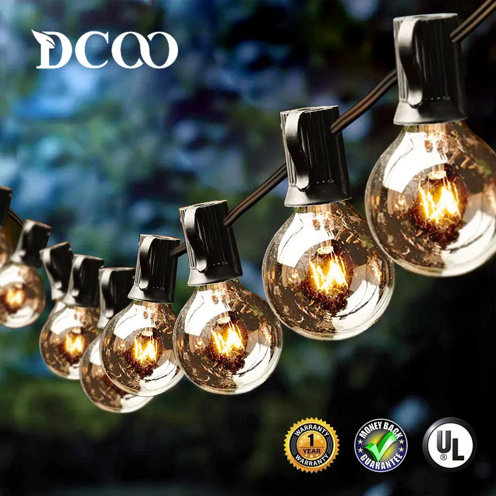СВЕТОДИОДНАЯ Гирлянда DCOO G40 с круглыми лампочками 25/50/100 прозрачных лампочек 25