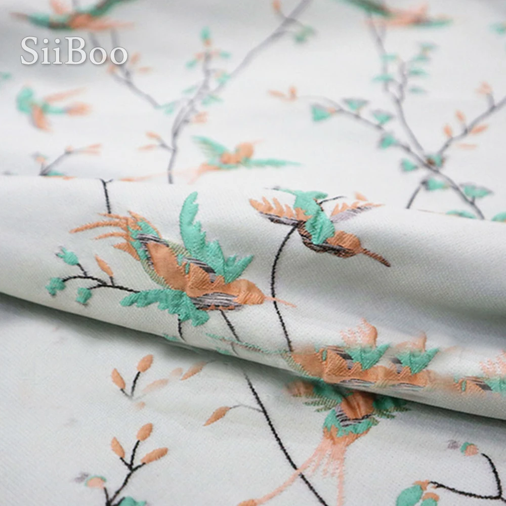 Роскошный светильник зеленый 3D птица растение металлик жаккард парча ткань для