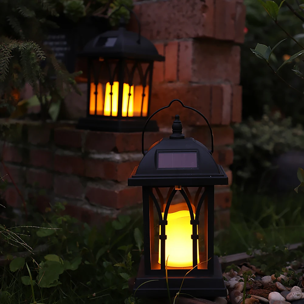 

4/2pc Waterproof LED Solar Garden Light Flickering Flameless Candle Outdoor Lighting Hanging Smokeless Solar Lantern For Camping