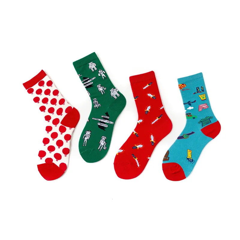 Мужские и женские носки хлопковые цветные забавные в полоску повседневные