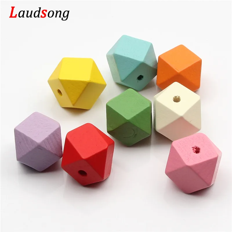 10 шт. 16 мм натуральный геометрический красочные деревянные бусины для