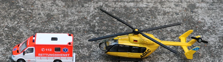 Siku 1: 87 скорая помощь игрушка скорая помощь модель вертолета Спасательная команда самолет обычный грузовик модели игрушки для детской коллекции