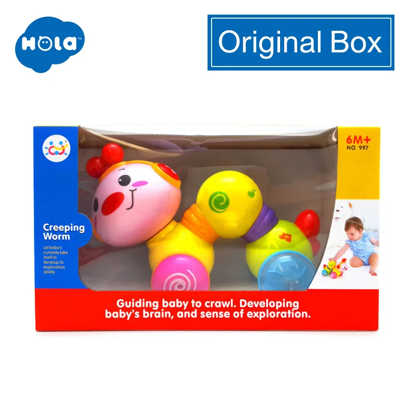ORIGINAL BOX HOLA 997 ползучий червь прекрасный музыкальный Brinquedos Bebe червь пресс функция с музыкой и светильник обучающие игрушки для детей - Цвет: ORIGINAL BOX