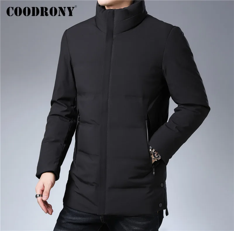 Бренд COODRONY, куртка на утином пуху, Мужская одежда, новинка, Осень-зима, толстые теплые куртки, повседневное пальто со стоячим воротником, мужская верхняя одежда 98032