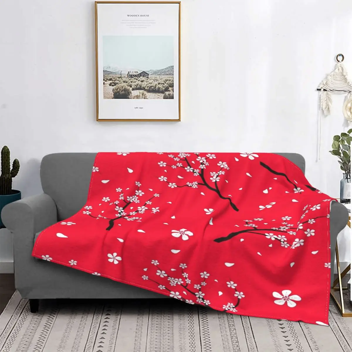 

Sakura-funda de sofada de muselina a cuadros для детей, colcha de color Красный vivo, manta double, color blanco