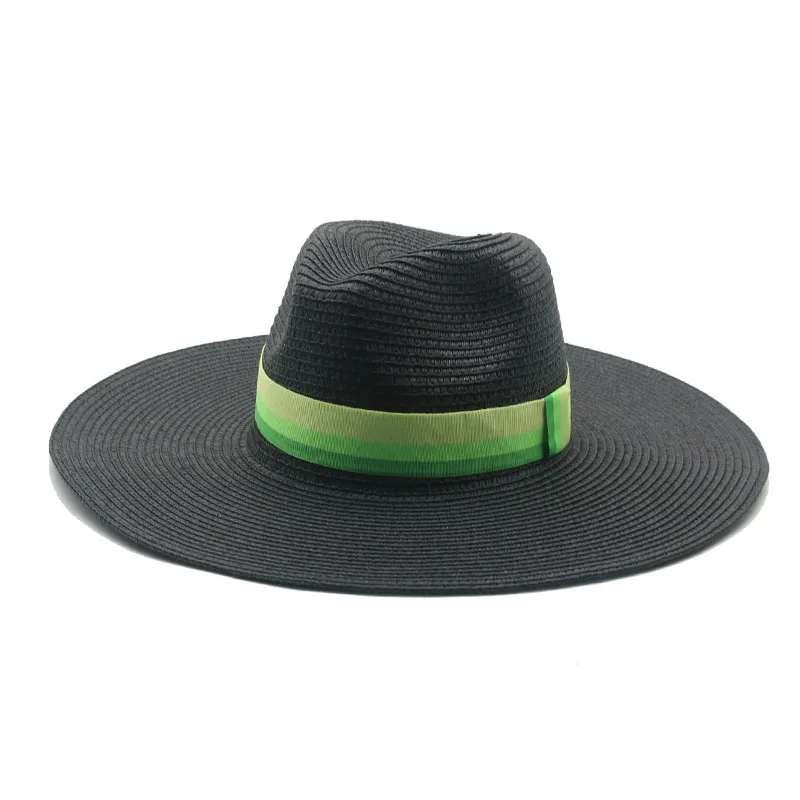 

women hats summer sun protection striped band casual straw hat solid wide brim outdoor beach green white camel men women sun hat