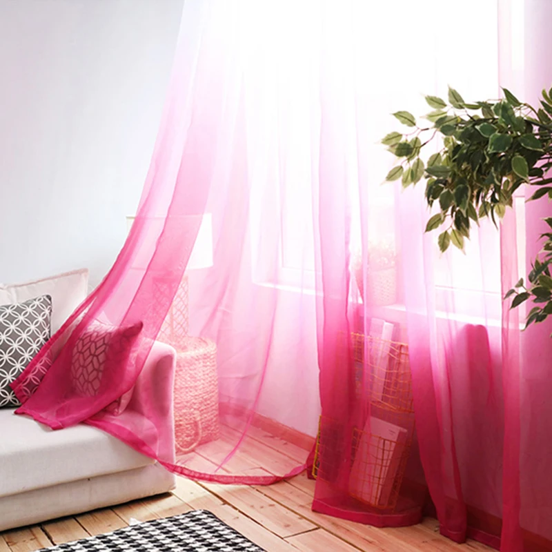 Розовые фиолетовые шторы для гостиной зеленые градиентные полузатемненные