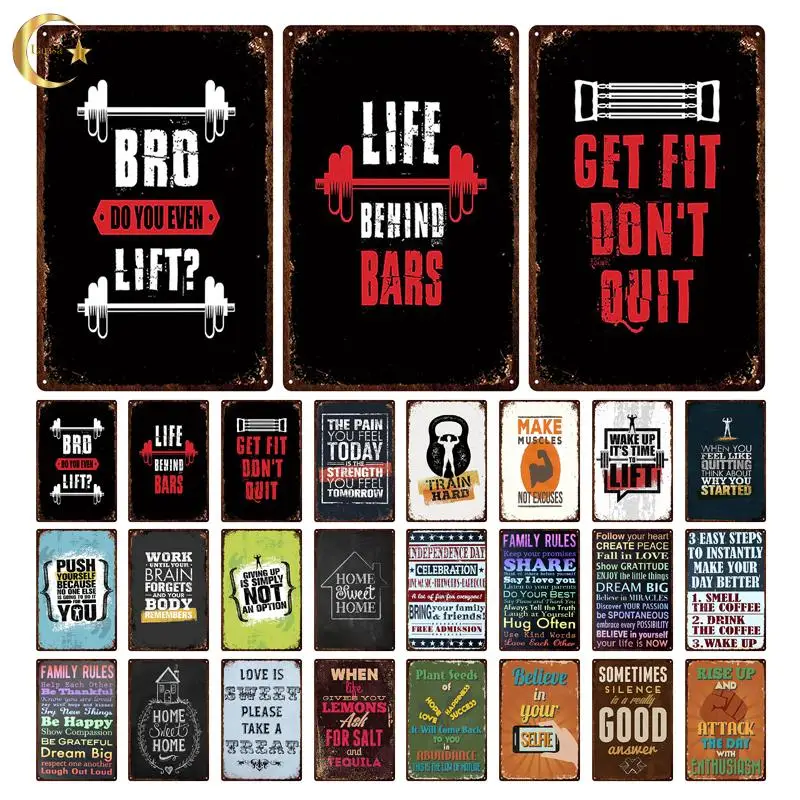 

Funny Text Sign Exercise Fitness Poster Gym Training Room Wall Decor Pin Up Tin Sign Man Cave Art Poster Decoration Metal Plate