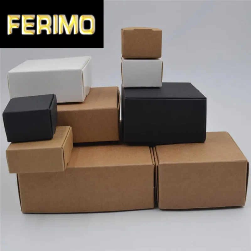 

50pcs/lot 19 size DIY Kraft/White/Black Paper Box Gift Box For Wedding Favors Birthday Party Candy Cookies Cake Boxes