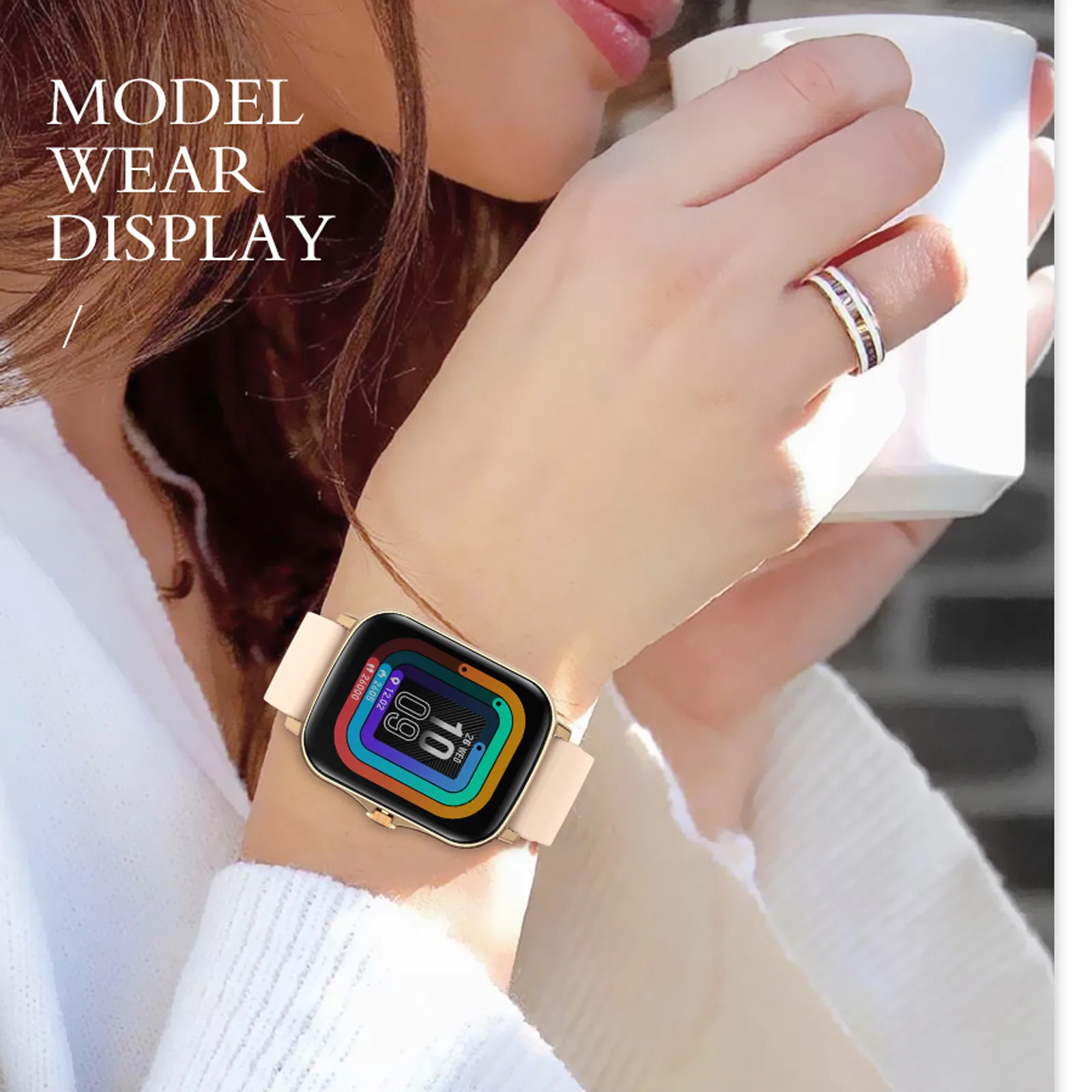 

New Women Man Sport Smart Watch P8 Plus/y20 1.69 Inch 2021 Ip67 Waterproof Women Gts 2 Smartwatch Wristband