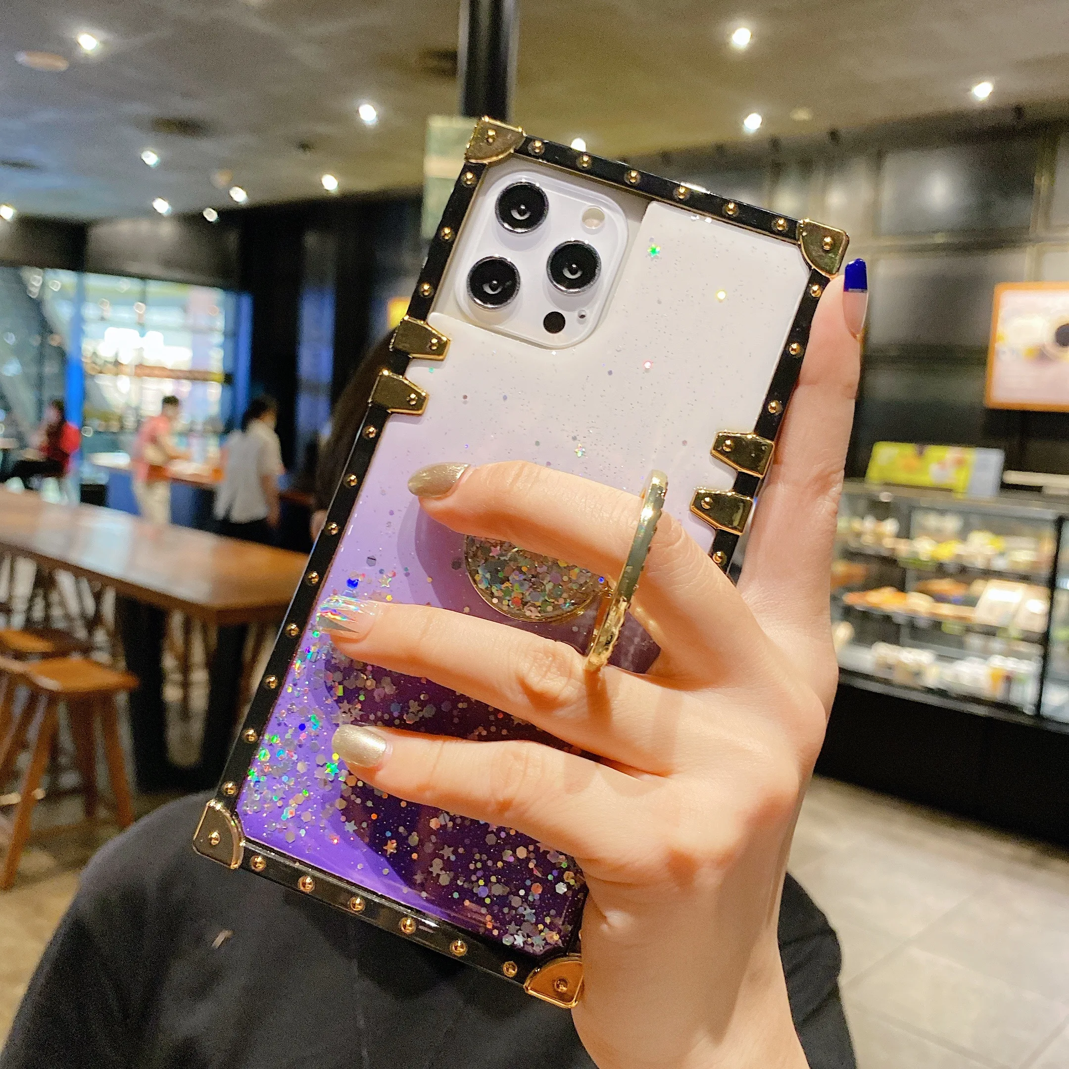 Роскошный блестящий квадратный чехол градиентного цвета для iPhone 13 12 Mini 11 Pro XS Max X XR