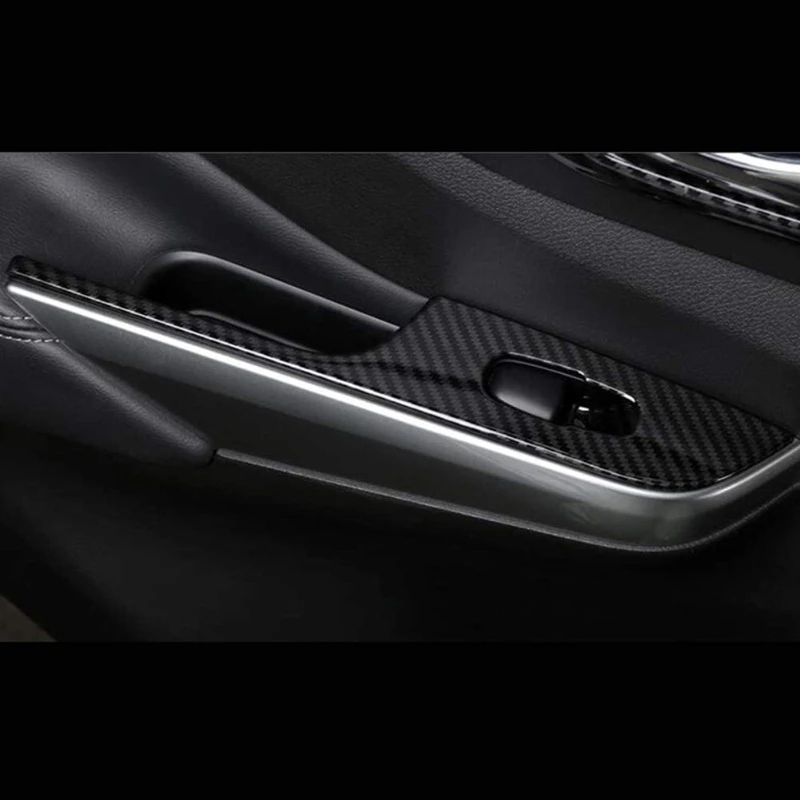 

for Nissan Navara NP300 2016-2019 Car Window Glass Lift Switch Button Panel Cover Trim Sticker Accessories,Carbon Fibre
