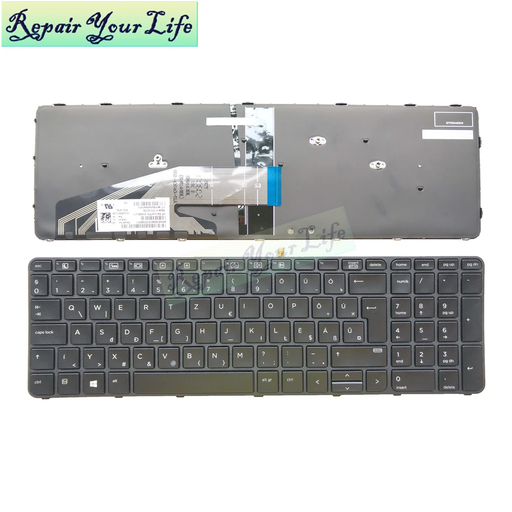 Болгарская Клавиатура для ноутбука HP Probook 450 G3 G4 455 470 BU BG серая с подсветкой рамы