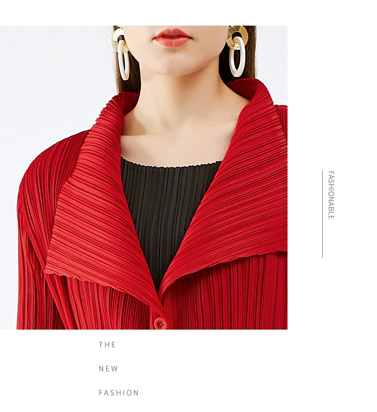 

Miyake pleated jackets for women 2020 korean fashion clothing Single Breasted long jacket plus size women oversize windbreaker