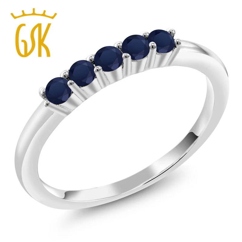 GemStoneKing 0 40 Ct круглое натуральное голубое сапфировое кольцо из драгоценных камней