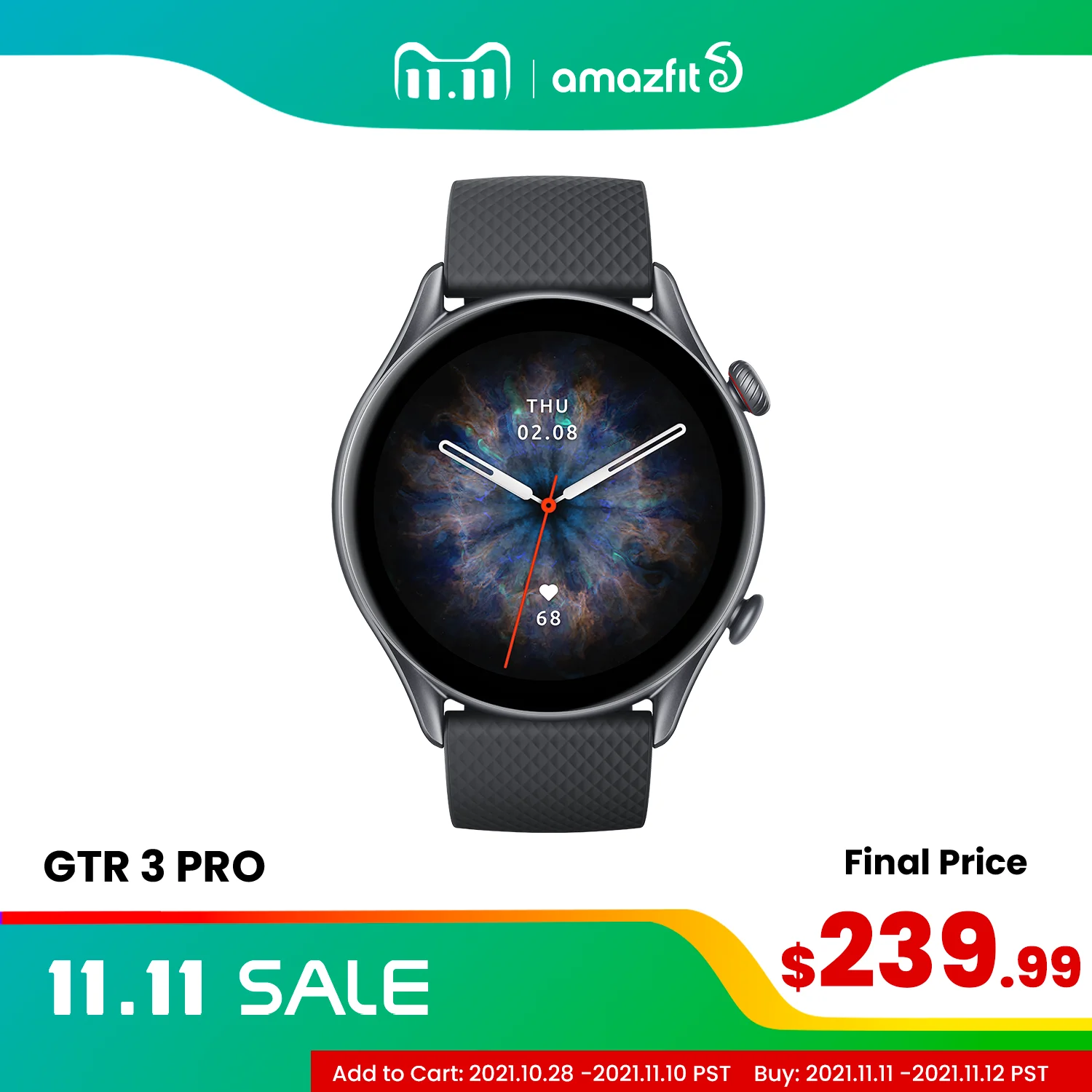  Смарт-часы Amazfit GTR 3 Pro GTR3 Pro, умные часы с AMOLED дисплеем, 12 дней без подзарядки, для Android 