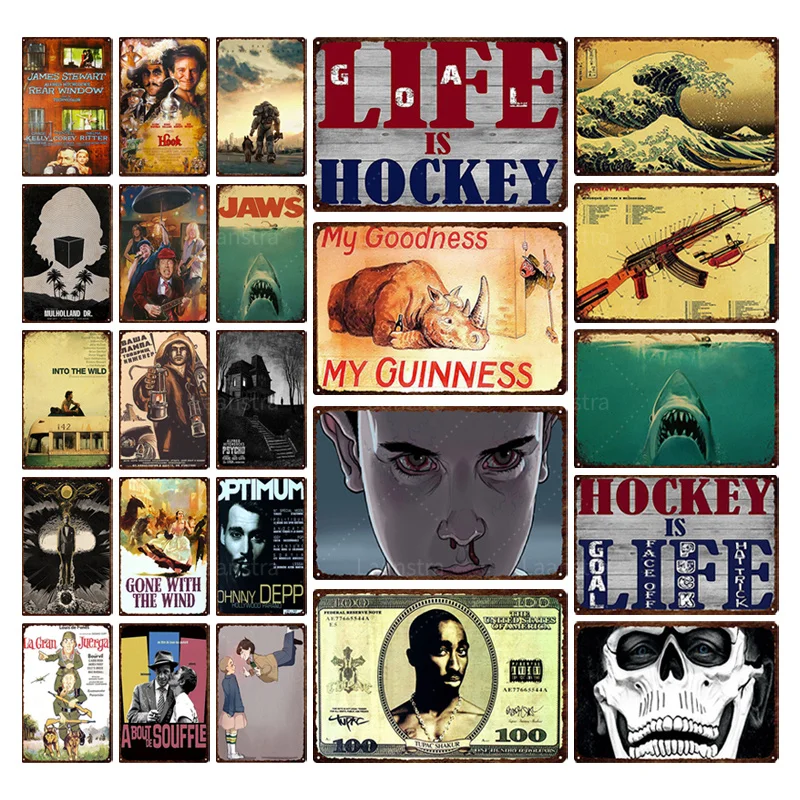 

Retro Movie Decor Poster Tin Signs Plate Film Posters Wall Decor Art Cafe Vintage Metal Poster Wall Plaque Cinema Home Decor