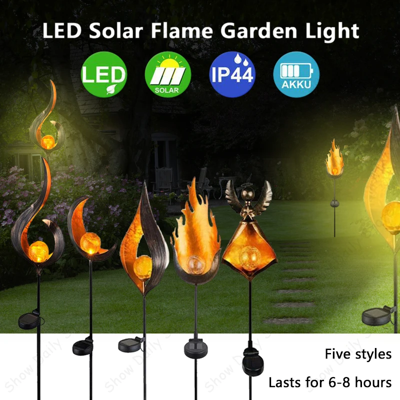 

1-4pcs Creative LED Solar Flame Light Flame Effect Lamp Waterproof For Outdoor Landscape Lights Solar Christmas Decorative Light