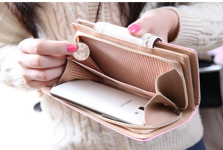 

Solid Pu Leather Long Zipper Wallet Women Zipper Coin Purses Female Credit Card Holders Clutch Fashion Lady Wallets Tassel