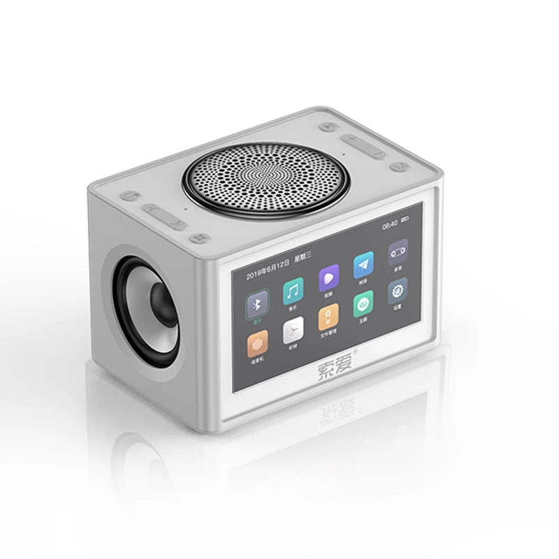 SOAIY K6 Портативный видео динамик Bluetooth беспроводной 3D стерео уличные комнатные автомобильные часы ЖК-дисплей FM радио Поддержка TF сабвуфер - Цвет: White