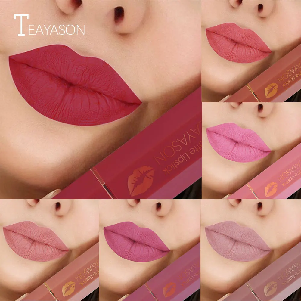Матовая стойкая антипригарная помада TEAYASON розового цвета в форме сердца