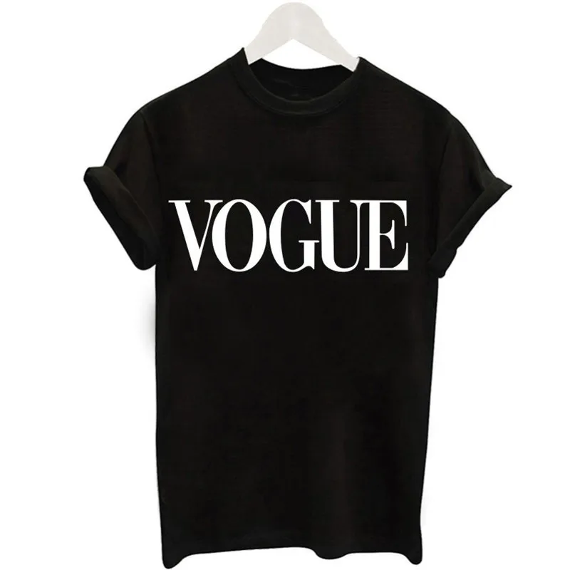 Женская футболка с принтом VOGUE Повседневная летняя большого размера в стиле