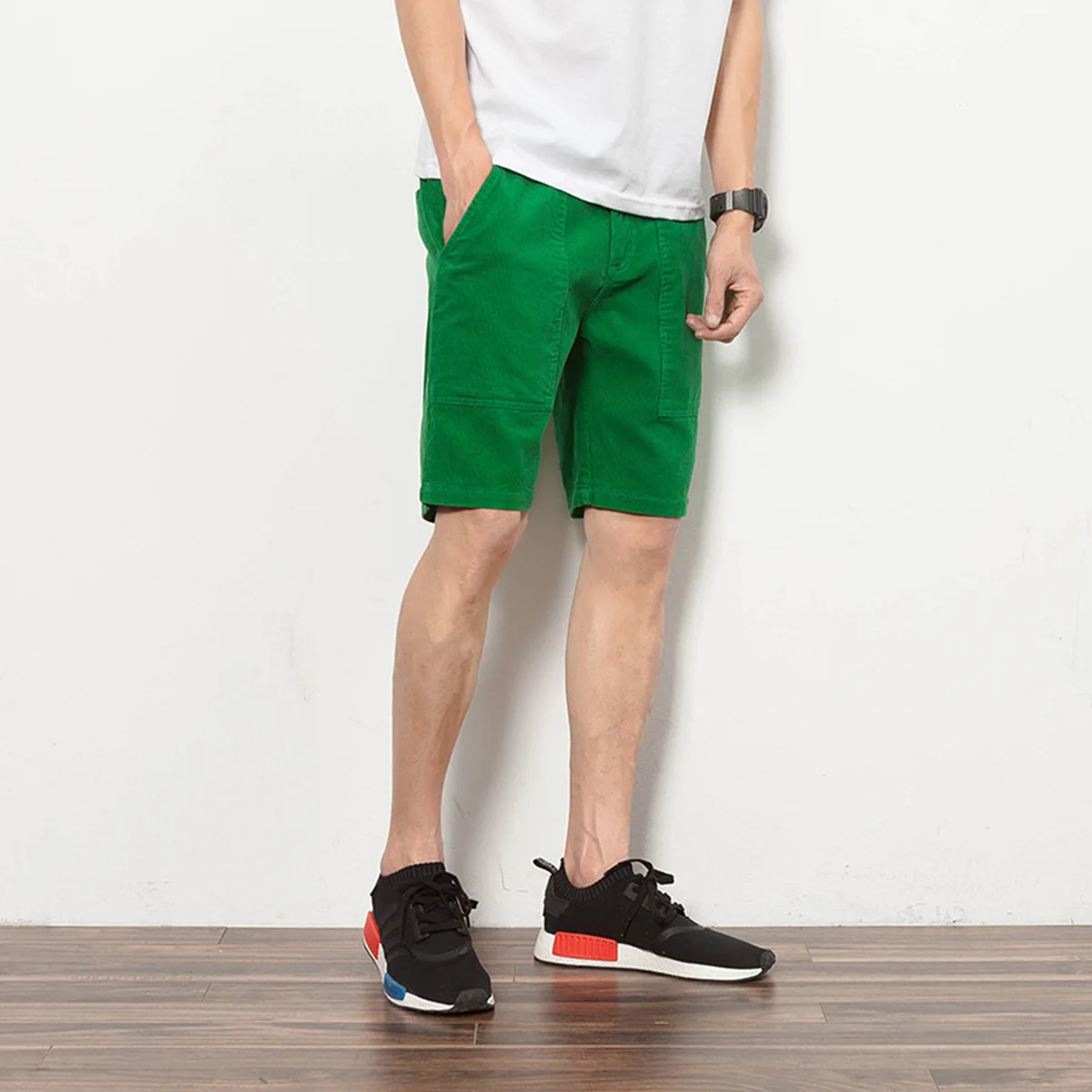 

Multicolor corduroy casual loose shorts polyester cotton casual shorts regular pockets knee length
