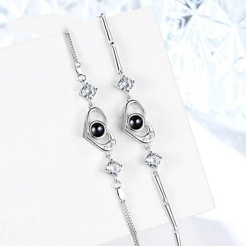 2019 Новая мода S925 Серебряный браслет с сердечками женский модный корейский стиль