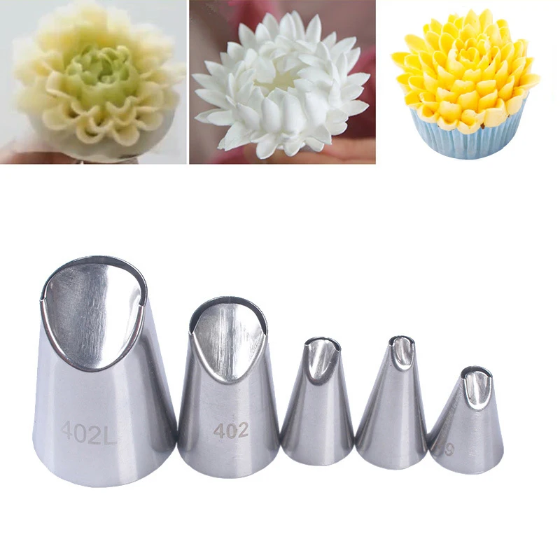 1/5 шт в виде хризантем Нержавеющая сталь Набор насадок Георгин глазировки