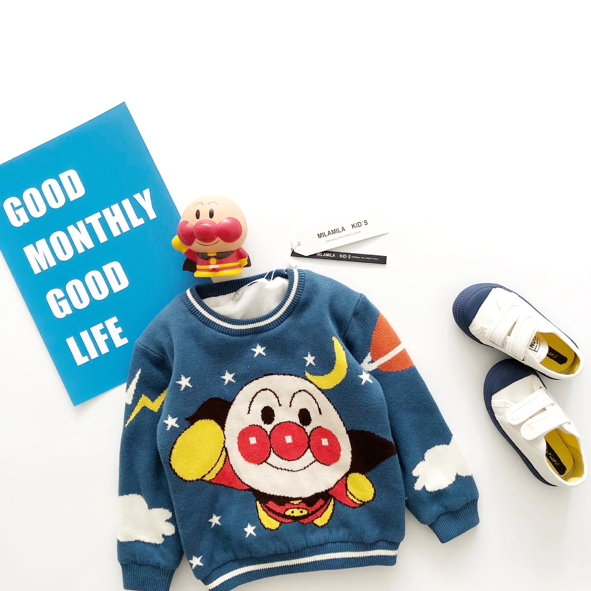 

Tonytaobaby Blue Space Cartoon Plush Pullover for Boys and Girls In Autumn and Winter Winter Baby Girl Clothes